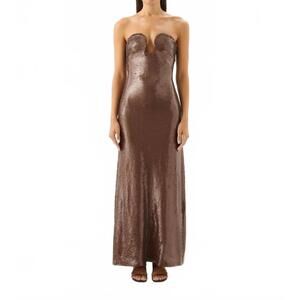 NEW ROAME coco sequin dress in toffee